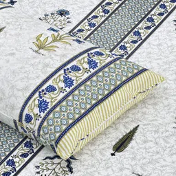 MAFATLAL Sanskriti White Floral Printed Cotton 144 TC King Bedsheet Set 2.34 m X 2.7 m image 3