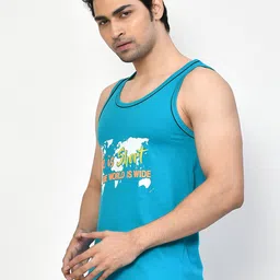 RAPL Printed Cotton Gym Vest Printed_Sando_Navy Blue_S image 4