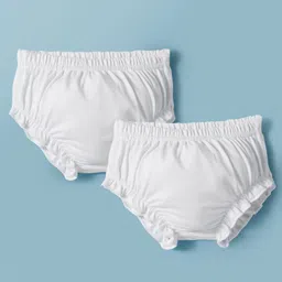 kookie kids india Kookie Kids Single Jersey Knit Solid Color Bloomers Pack of 2 - White-picture-31