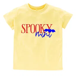 Kadam Baby Cotton Knit Halloween Theme Half Sleeves Spooky Mini Text Printed Tee - Yellow-image-65