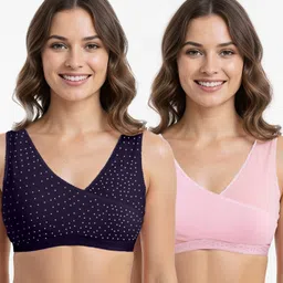 Bella Mama Cotton Elastane Knit Solid Sleep Bra Pack of 2 (Color May Vary)-picture-11