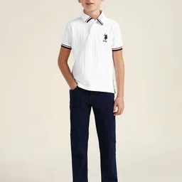 U.S. Polo Assn. Kids Boys Brand Logo Embroidered Pure Cotton Polo T-shirt image 2