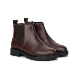 Zoom Shoes Men Round Toe Leather Formal Chelsea Boots-image-24