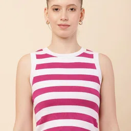 NoBarr Women Striped Fitted Crop Top-image-3