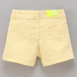 Vitamins Mid Thigh Solid Color Denim Shorts - Yellow image 2