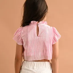 Lilpicks Couture Flutter Sleeves Shimmer Detailed Crop Top - Light Pink image 3