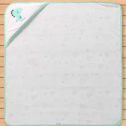 Doreme Interlock Knit Hooded Towel With Dinosaur Print L 81 x B 81 cm - Turquoise image 2