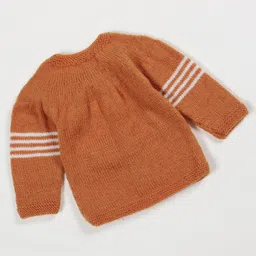 The Original Knit Knit Full Sleeves Teddy Bear Designed Sweater With Cap Mittens & Socks Set - Mustard image 3