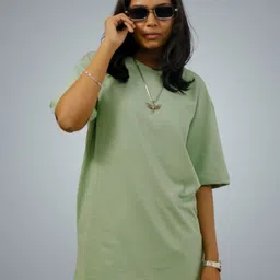 BlendCulture Round Neck Drop-Shoulder Sleeves Cotton Oversized T-shirt-image-48