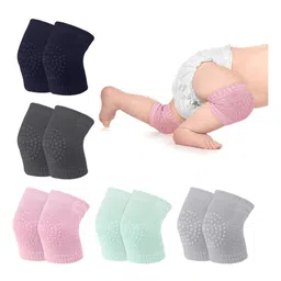 Chinmay Kids Anti-Slip Padded Stretchable Elastic Cotton Soft Comfortable Baby Knee Pads Pack of 3 - Multicolour image 3
