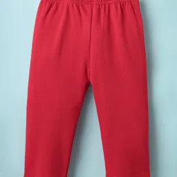 Ben Benny 100% Cotton Knit Full Length Leggings with Animal Print Pack of 2 - White & Red image 3