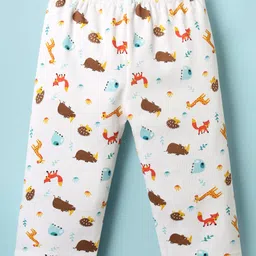 Ben Benny 100% Cotton Knit Full Length Leggings with Animal Print Pack of 2 - White & Red image 4