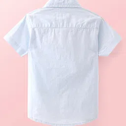 Babyhug Cotton Woven Half Sleeves   Solid Shirt with T-Shirt Leaf Print - Blue image 5