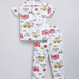 NAUTI KIDZ Boys Printed Pure Cotton Shirt Collar Night suit-image-84