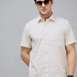 ColorPlus Geometric Printed Pure Cotton Casual Shirt-image-0