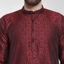 Jompers Men Maroon Self Design Kurta with Churidar image 2