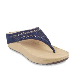 Mochi Women's Navy Thong Wedges-picture-41