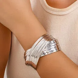 Jewels Galaxy Women Silver-Plated Cuff Bracelet-picture-23