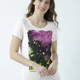 Huetrap Women Off-White Printed Round Neck T-shirt-picture-10