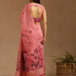 Soch Pink Chanderi Woven Design Saree With Stitched Blouse image 2