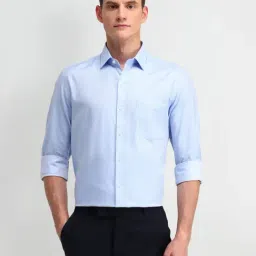 Arrow Medium Blue Cotton Slim Fit Printed Shirt-image-86