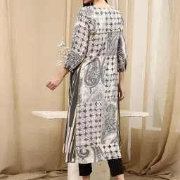 Biba Ivory Straight Fit Printed Kurta image 2