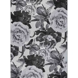 Obsessions Dark Grey & Cream Floral Rectangle Carpet - Large image 2