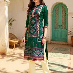 SZN Abstract Embroidered Mandarin Collar Sequinned Liva Straight Kurta image 3