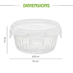 Borosil Transparent 620 ml Borosilicate Glass Round Container image 2