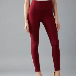 DOLCE CRUDO Maroon Skinny Fit Jeggings-picture-26