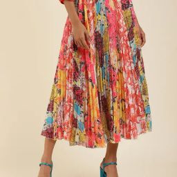 Label Ritu Kumar Multicolor Printed Below Knee Skirt-picture-41