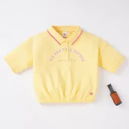 Ed-a-Mamma Kids Yellow Graphic Print  Crop Polo T-Shirt-image-20
