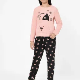 Sweet Dreams Kids Peach & Black Printed Tracksuit-picture-35