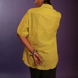 quirkybae Quirky Bae Yellow Cotton Striped Shirt image 2