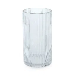Pure Home and Living Blue Glass Ribbed Straight Vase image 2