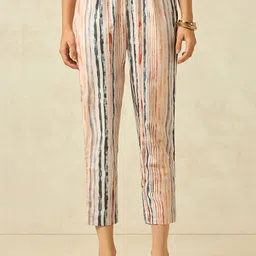 KALINI Women Floral Printed Regular Thread Work Kurta with Trousers & With Dupatta image 4