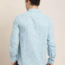Turtle Light Blue Cotton Linen Slim Fit Printed Shirt image 2