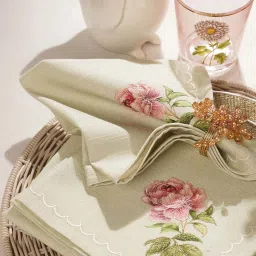Pure Home and Living Pink Cotton Floral Print Napkins - Set of 4 image 2