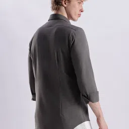 CALVIN KLEIN Grey Striped Regular Fit Cotton Shirt image 2