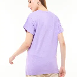 Bewakoof Purple Printed Cotton T-shirt image 2