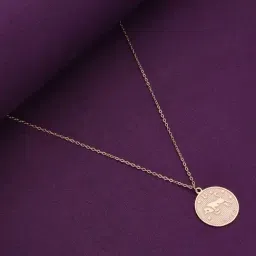 Kai Jewel Sterling Silver Rose Gold Minimalistic Taurus Zodiac Engraved Disc Chain Necklace-picture-29