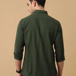 CAVALLO by Linen Club Green Contemporary Fit Shirt image 2