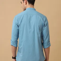 CAVALLO by Linen Club Blue Contemporary Fit Shirt image 2