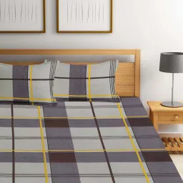 Klotthe Grey 300 TC Polycotton Double Elastic Book Fold Bedsheet with 2 Pillow Covers image 2