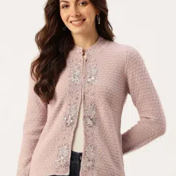 Apsley Pink Regular Fit Embellished Cardigan-picture-15