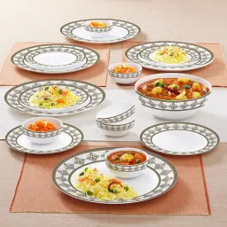 Larah by Borosil Kohinoor White Opalware 19 Pieces Dinner Set image 2