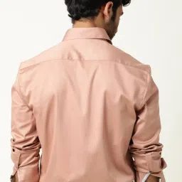 Rare Rabbit Peach Regular Fit Solid Shirt image 2