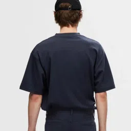 SELECTED HOMME Blue Relaxed Fit Oversized Crew T-Shirt image 2