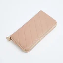 Ginger by Lifestyle Peach Textured Zip Around Wallet For women image 2