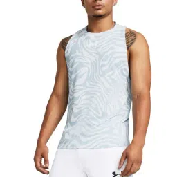 Under Armour Blue Cotton Loose Fit Printed Tank Tee-picture-32